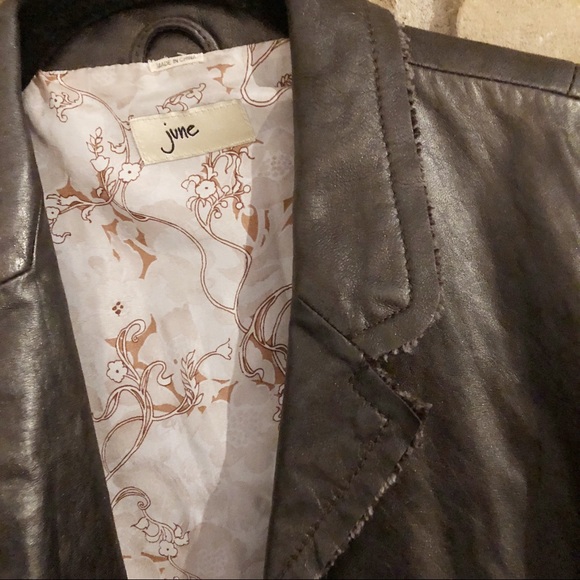 Anthropologie June Brown Leather Jacket Distressed - Picture 3 of 5